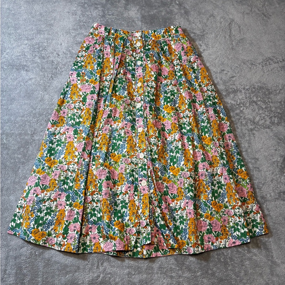 J.Crew x Liberty London Floral Button-Front Midi Skirt
